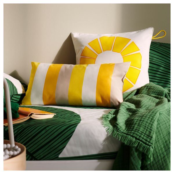 Чехол на подушку, для дома, улицы, белый, желтый, 50x50 см IKEA BRÖGGAN 905.707.22 - фото 4