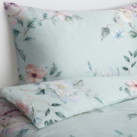 Пододеяльник и 2 наволочки, цветочный орнамент/зеленый 200x200/50x70 см IKEA PLATTMAL ПЛАТТМАЛ 305.197.60