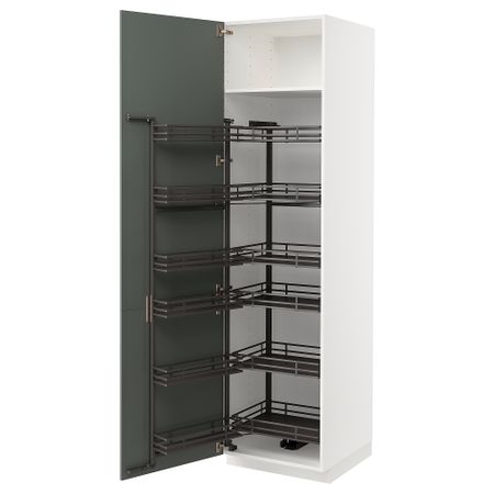 Высокий шкаф с выдвижным модулем, 60x60x220 cm IKEA METOD МЕТОД 394.719.47