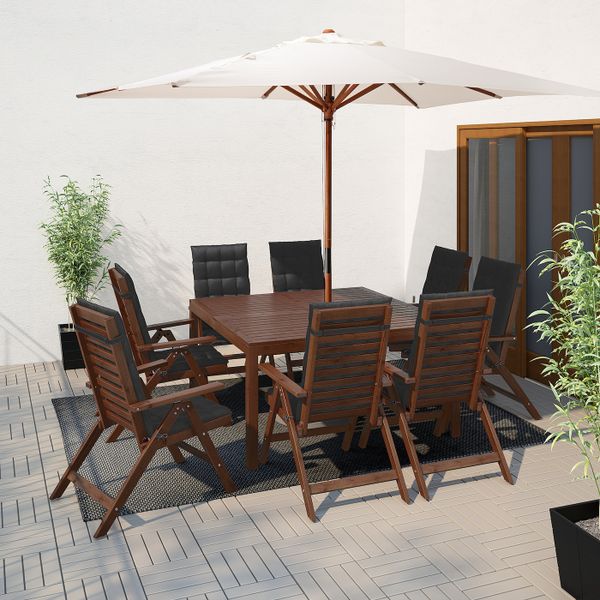 Стол+8кресел, коричневая морилка/Холло черный IKEA ÄPPLARÖ ЭПЛАРО 393.249.04 - фото 2