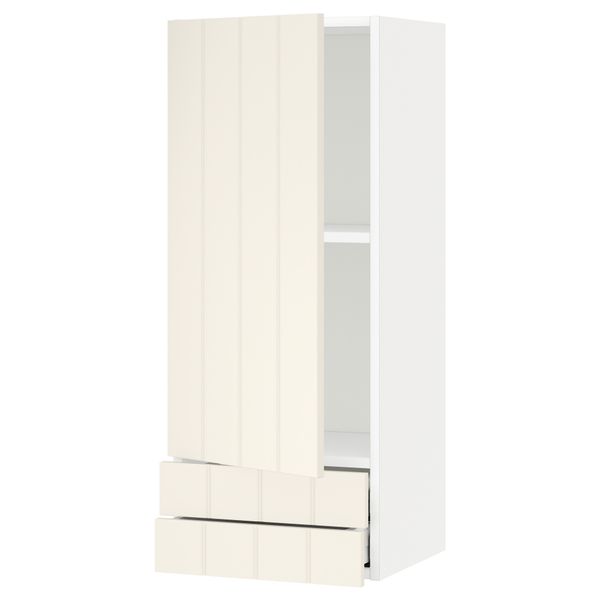 Навесной шкаф с дверцей, 2 ящика МЕТОД / МАКСИМЕРА, белый, Хитарп белый с оттенком - схема-чертеж с размерами