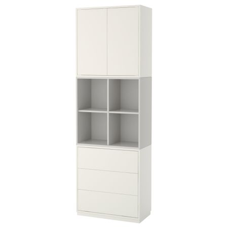 Комбинация шкафов с цоколем ЭКЕТ, белый, светло-серый (70x35x213 см)