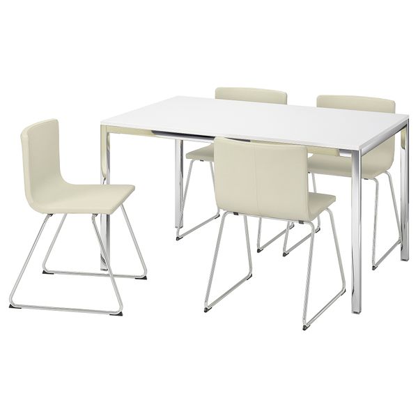 Стол и 4 стула, 135 см, глянцевый белый Kavat белый IKEA TORSBY ТОРСБИ, BERNHARD БЕРНГАРД 591.615.62 - фото 2