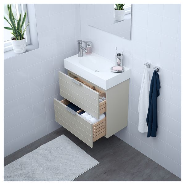 Шкаф для раковины с 2 ящиками ГОДМОРГОН / БРОВИКЕН, светло-серый (62x33x68 см) - схема-чертеж с размерами