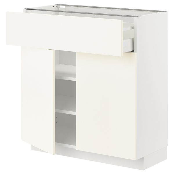Напольный шкаф с ящиком, 2 дверцами, белый, Vallstena белый, 80x37 см IKEA METOD МЕТОД, MAXIMERA МАКСИМЕРА 495.072.34 - фото 1