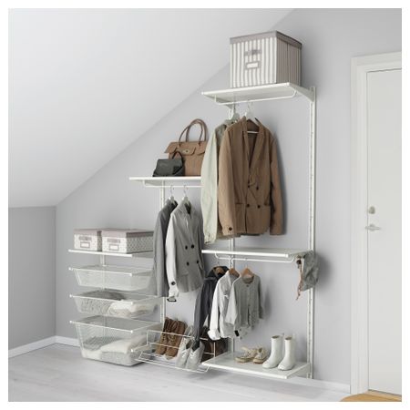 Настенная шина, полки, штанга АЛЬГОТ, белый (188x41x197 см)