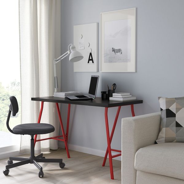 Стол, черно-коричневый/красный 120x60 см IKEA LINNMON ЛИННМОН / LERBERG ЛЕРБЕРГ 593.308.19 - схема-чертеж с размерами