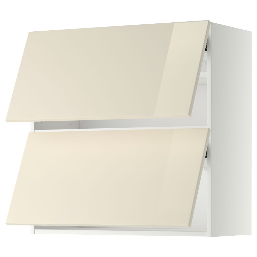 Навесной шкаф, 2 дверцы, горизонтальный МЕТОД, белый, Рингульт кремовый - схема-чертеж с размерами