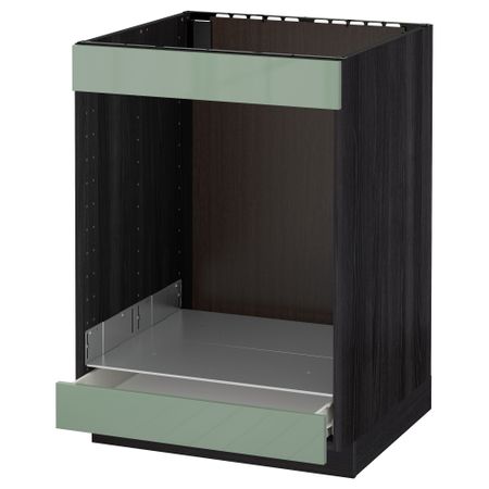 Напольный шкаф для/вароч панели+духовки/ящик МЕТОД / ФОРВАРА, черный, Калларп светло-зеленый (60x60 см)