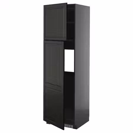 METOD Высокий шкаф д/холодильника/2дверцы - черно-серый/Bodbyn чёрный 60x60x200 см