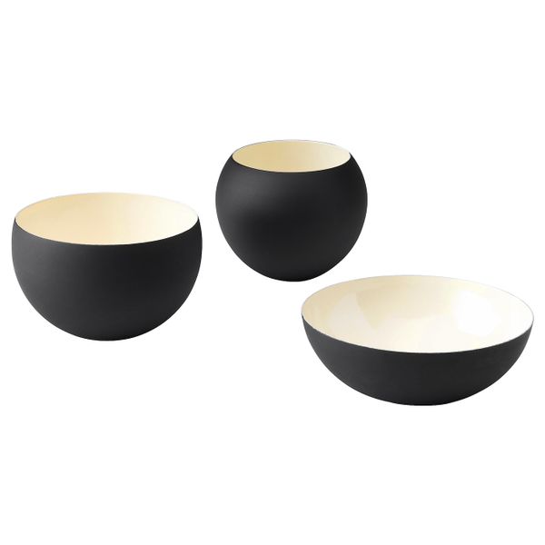 Миска, 3 шт, слоновая кость, черный IKEA ГЛИТРИГ 603.941.55 - фото 1