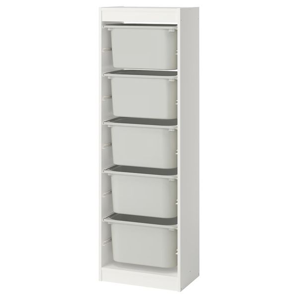 TROFAST Комбинация д/хранения+контейнеры - белый/серый 46x30x145 см - фото 1