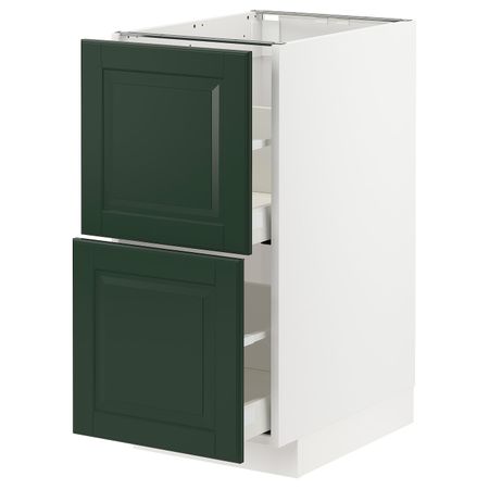Напольный шкаф 2 форнтальных, 2 высоких ящ, белый/Будбин темно-зеленый 40x60 см IKEA METOD МЕТОД / MAXIMERA МАКСИМЕРА 393.118.93