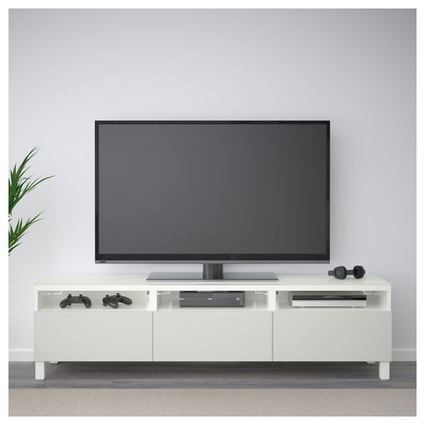 Тумба для ТВ с ящиками БЕСТО, белый, Лаппвикен светло-серый (180x40x48 см) - фото 2