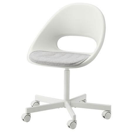Рабочее кресло c подушкой, белый, светло-серый IKEA LOBERGET ЛОБЕРГЕТ / BLYSKÄR БЛИСКЭР 793.319.12