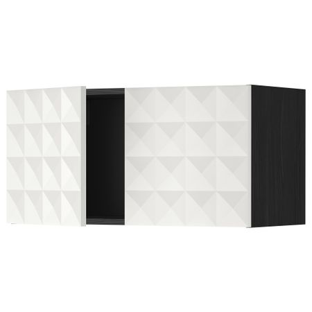 Навесной шкаф с 2 дверями МЕТОД, черный, Гэррестад белый (80x40 см)
