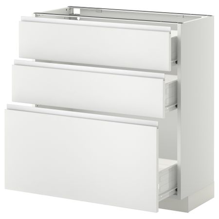 Напольный шкаф с 3 ящиками МЕТОД / ФОРВАРА, белый, Нодста белый