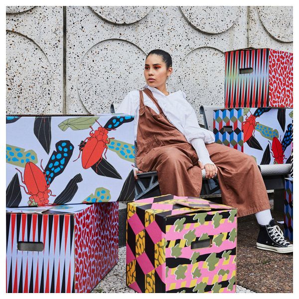 Упаковочная коробка, белый/черный, 66x33x35 см IKEA ОМБЮТЕ 104.466.42 - фото 4