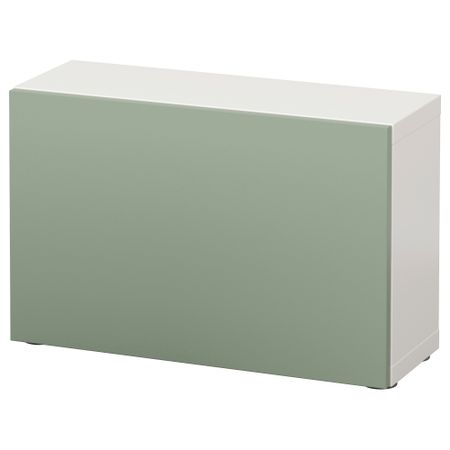 Стеллаж с дверью БЕСТО, белый, Лаппвикен зеленый (60x20x38 см)