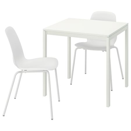 Стол и 2 стула, белый белый, белый белый, 75x75 см IKEA MELLTORP МЕЛЬТОРП, LIDÅS 294.816.16