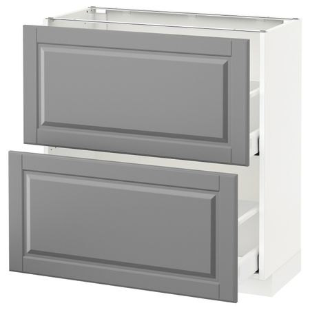 Напольный шкаф с 2 ящиками, белый/Будбин серый 80x37 см IKEA METOD МЕТОД / MAXIMERA МАКСИМЕРА 692.327.19
