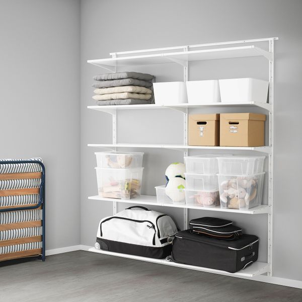 Настенная шина/полки, белый 176x41x199 см IKEA АЛЬГОТ 692.303.29 - фото 1