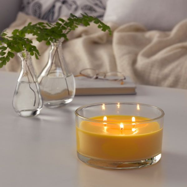 Ароматич свеча в стакане, 3 фитиля, Лимонад/желтый IKEA ФОЛКРИК 204.888.39 - схема-чертеж с размерами