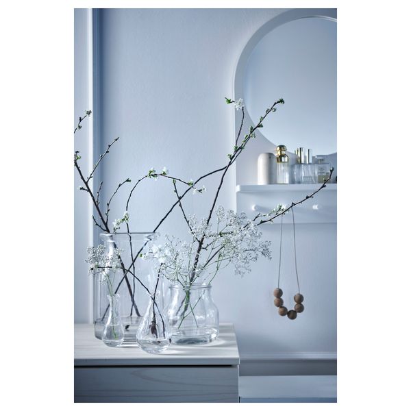 Зеркало с полкой и крючками САЛТРЁД, белый (50x68 см) - схема-чертеж с размерами