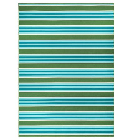 Ковер безворсовый, для/дома/улицы, в полоску, зеленый, белый 170x240 см IKEA СОММАР 2020 004.651.03