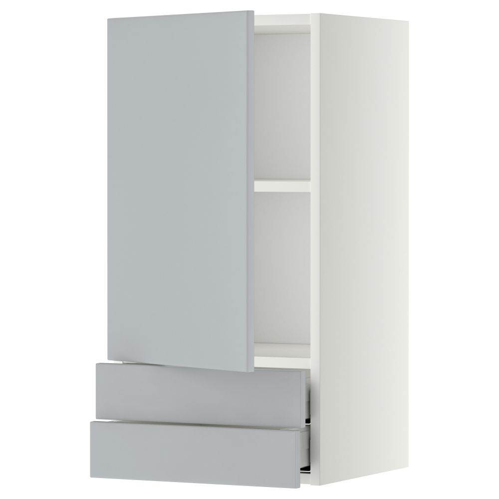 Навесной шкаф с дверцей, 2 ящика МЕТОД / МАКСИМЕРА, белый, Веддинге серый - фото 1