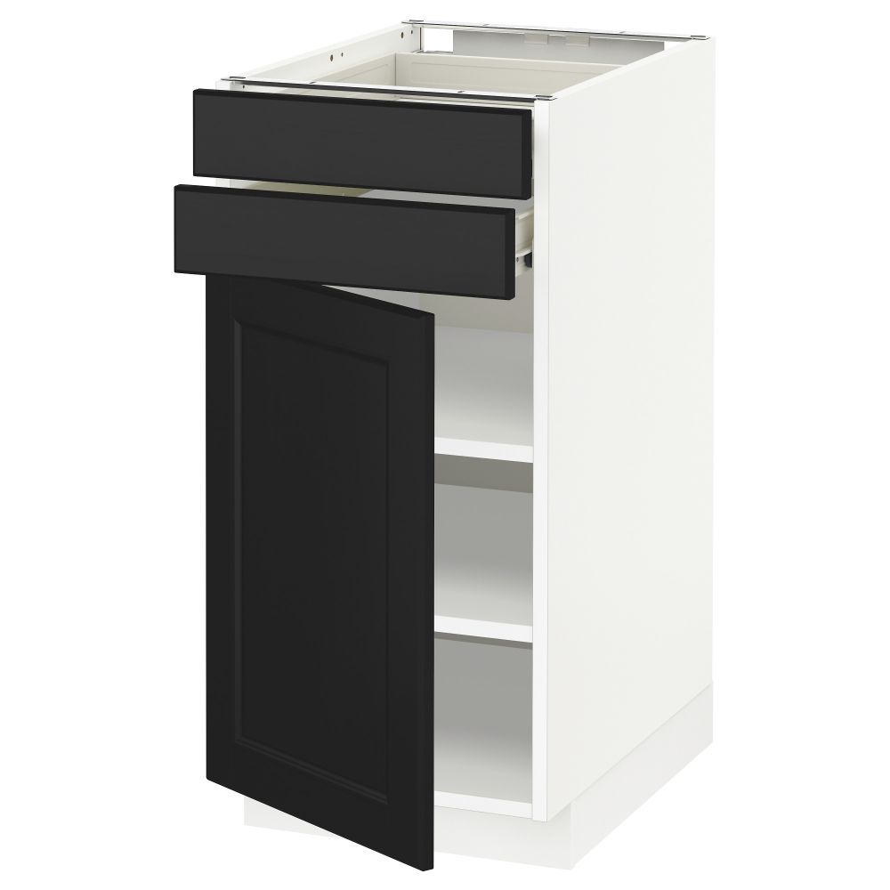 Напольный шкаф с дверцей, 2 ящиками МЕТОД / ФОРВАРА, белый, Лаксарби черно-коричневый - схема-чертеж с размерами