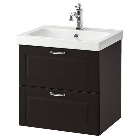 Шкаф для раковины с 2 ящ, Кашён темно-серый, ХАМНШЕР смеситель 63x49x64 см IKEA ГОДМОРГОН / ОДЕНСВИК 293.237.97