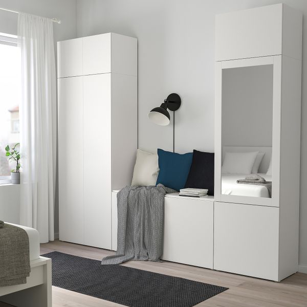 Гардероб с 9 дверями, белый/Фоннес Ридабу 260x42x221 см IKEA ОПХУС 992.984.74 - схема-чертеж с размерами