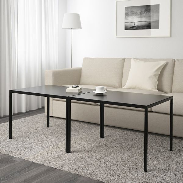Журнальный стол/2-сторон столешница, черный/бежевый, 75x120x50 см IKEA НИБОДА 792.083.18 - фото 2