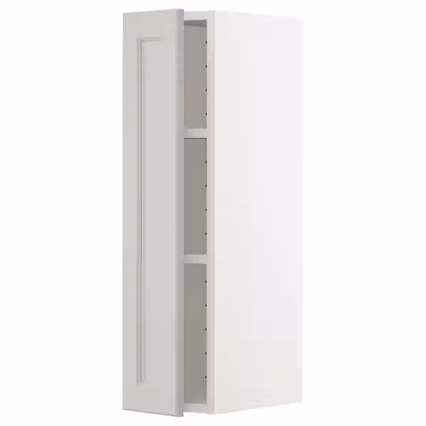 METOD Навесной шкаф с полками - белый/Lerhyttan светло-серый 20x80 см - фото 1