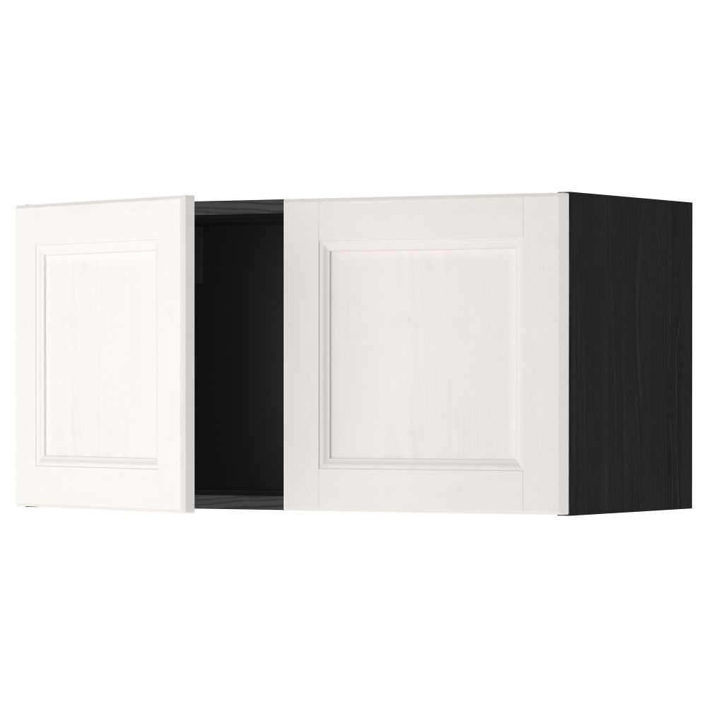Навесной шкаф с 2 дверями МЕТОД, черный, Лаксарби белый (80x40 см) - схема-чертеж с размерами