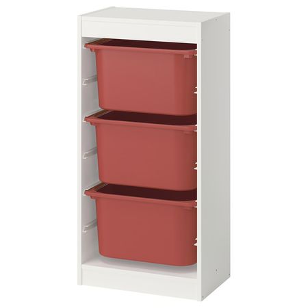 TROFAST Комбинация д/хранения+контейнеры - белый/красный 46x30x94 см