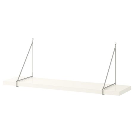 Полка навесная, белый/хромированный 80x20 см IKEA BERGSHULT БЕРГСХУЛЬТ / PERSHULT ПЕРСГУЛЬТ 292.907.30