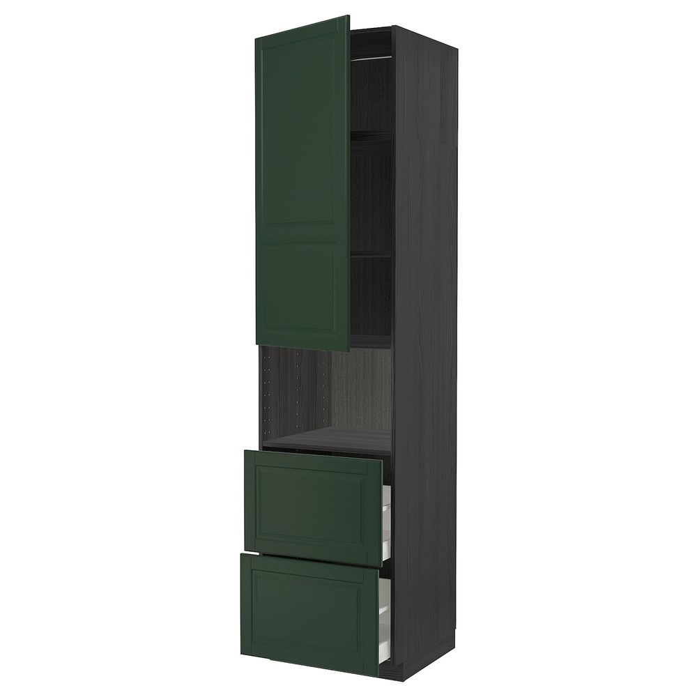 Высокий шкаф для СВЧ/дверца/2ящика, черный/Будбин темно-зеленый 60x60x240 см IKEA МЕТОД / МАКСИМЕРА 093.135.39 - схема-чертеж с размерами