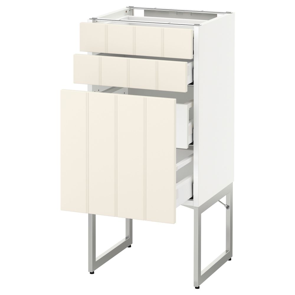 Напольный шкаф 3 фронтальных панели, 2 нижних, 2 средних ящика МЕТОД / МАКСИМЕРА, белый, Хитарп белый с оттенком - схема-чертеж с размерами