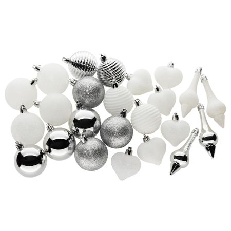 Подвесные украшения, 24 предмета ВИНТЕР 2017, белый, серебристый