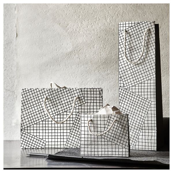 Подарочный пакет, 3 штуки, ручная работа белый, черный IKEA ХАНТВЕРК 204.499.42 - фото 2