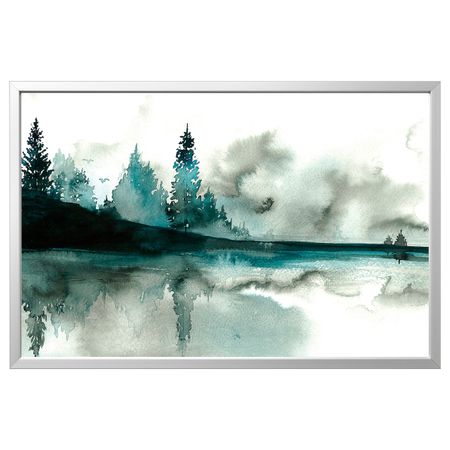 Картина с рамой, Акварель/цвет алюминия 78x118 см IKEA БЬЁРКСТА 292.984.82