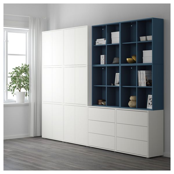 Комбинация шкафов с ножками ЭКЕТ, белый, темно-синий (280x35x212 см) - фото 2