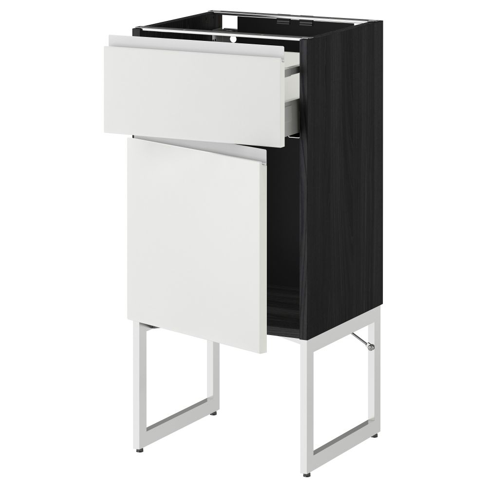 Напольный шкаф с ящиком, дверью МЕТОД / МАКСИМЕРА, черный, Нодста белый - схема-чертеж с размерами
