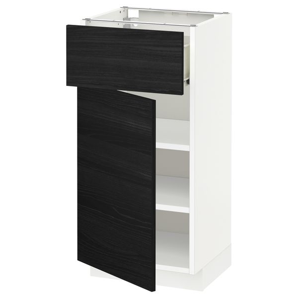 Напольный шкаф с ящиком, дверью МЕТОД / ФОРВАРА, белый, Тингсрид черный - схема-чертеж с размерами