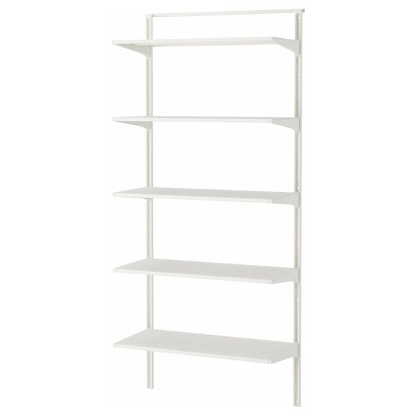 Настенная шина/полки, металлический белый, 88x41x199 см IKEA АЛЬГОТ 292.302.46 - фото 2