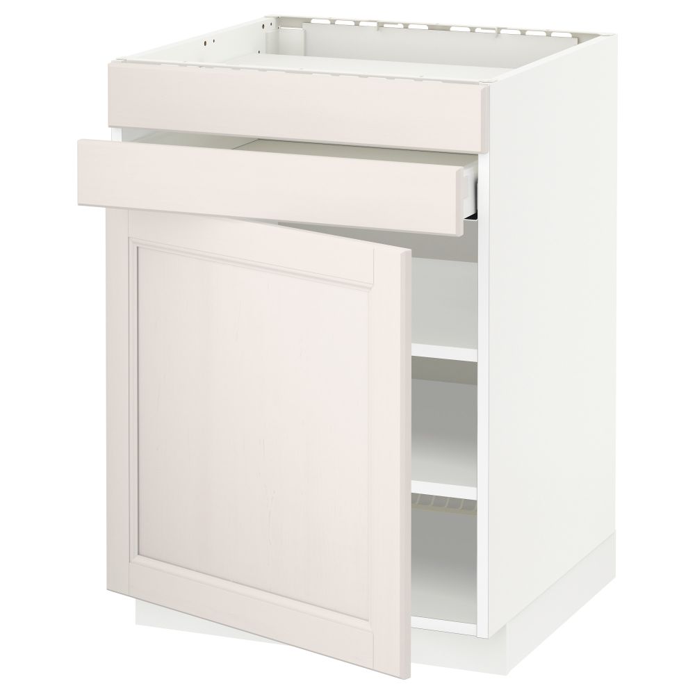Напольный шкаф для варочной панели, доводчик, 2 фасада, 1 ящик МЕТОД / МАКСИМЕРА, белый, Лаксарби белый (60x60 см) - схема-чертеж с размерами