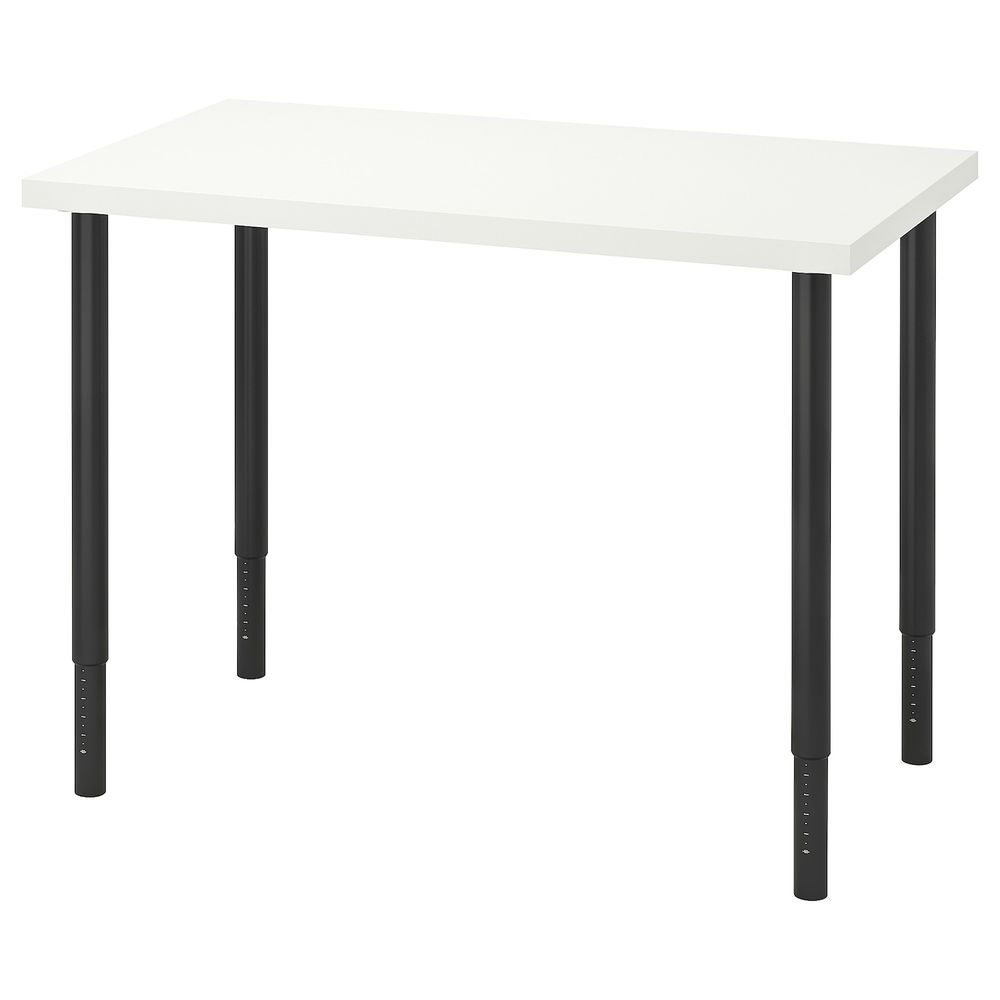 Письменный стол, белый, черный 100x60 см IKEA LINNMON ЛИННМОН / OLOV ОЛОВ 394.161.97 - фото 1