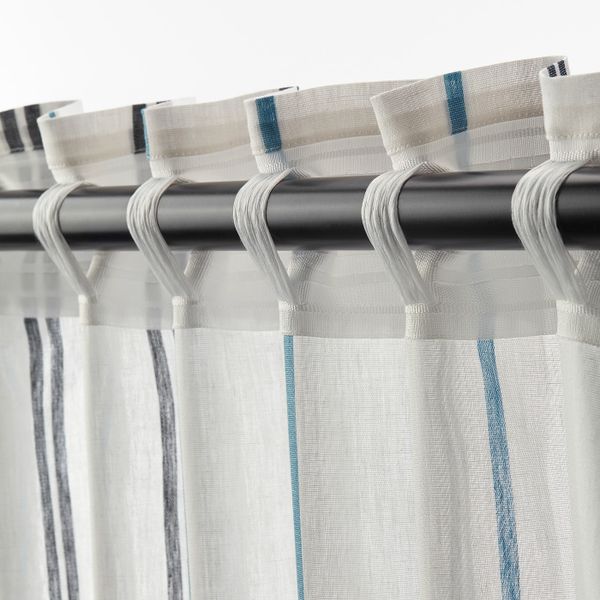 Гардины, 1 пара, белый/в полоску 145x300 см IKEA ЭДЕЛЬСПИННАРЕ 204.508.41 - фото 2